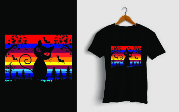 Cat Halloween T-Shirt Design