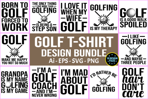 Golf Quotes T-shirt Design Bundle Svg