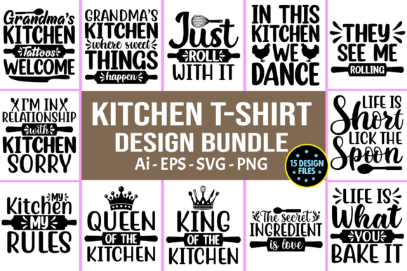 Kitchen Quotes T-shirt Design Bundle Svg