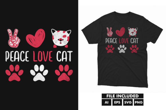 Peace Love Cats Valentine Day SVG Shirt